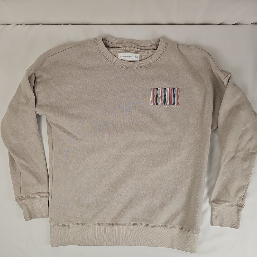 Abercrombie Kids 11/12 Beige Crewneck Sweatshirt Established 1892 Logo
